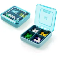 ACWOO Pillendose Klein, Tablettenbox 7 Tage Morgens Abends, 4 Fächer, Pillendose 7 Tage 4 Fächer, Medikamentenbo BPA Frei für Reise täglichen Gebrauch (Blau)