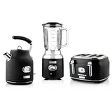 Westinghouse Retro Set, 4-Schlitz Toaster, Wasserkocher, Standmixer schwarz