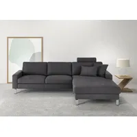 Candy 3C Candy Ecksofa »Lecce, wahlweise PUR-Schaumstoff oder Tonnentaschenfederkern«, Bett im 2,5-Sitzer, teilmotorische Schlaffunktion im Longchair, L-Form grau