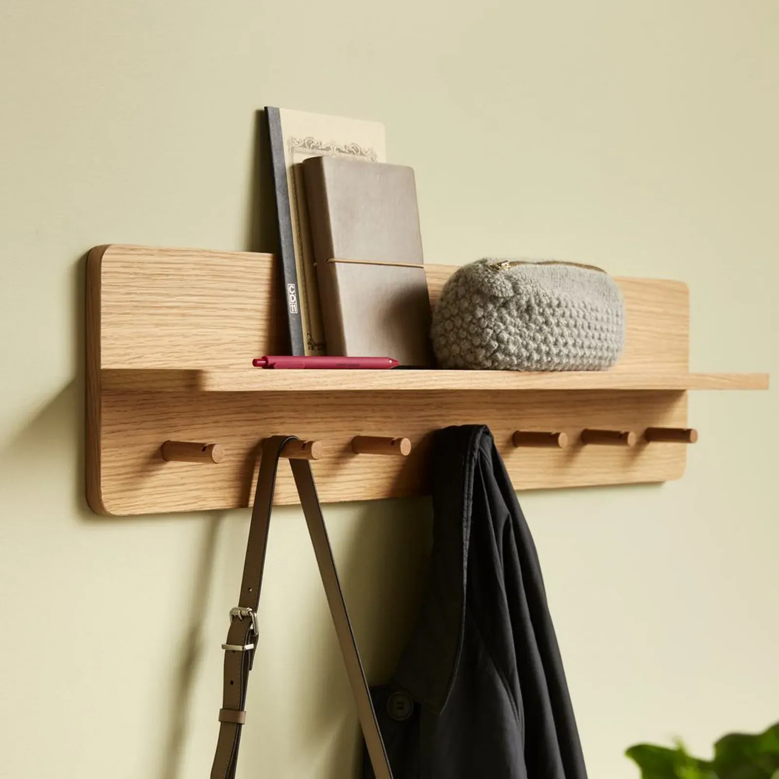 Hakenleisten Hübsch, Space Large, Holz, für Flurbereich, Holz - 80 - 12 - 20