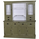 Casa Padrino Küchenbuffet Landhausstil Küchenschrank Antik Grün / Weiß 179 x 50 x H. 197 cm - 2 Teiliger Shabby Chic Küchenschrank mit 6 Türen und 8 Schubladen