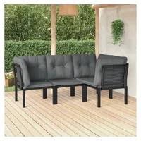 vidaXL 4-tlg. Garten-Lounge-Set Schwarz und Grau Poly Rattan