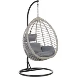Beliani Hängekorbsessel Rattan  inkl. Kissen  Grau