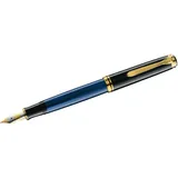 Pelikan Souverän M800 Schwarz-Blau, M (mittel), hochwertiger Kolbenfüller im Geschenk-Etui, 995951