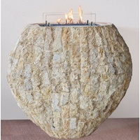 Casa Padrino Luxus Ethanol Kamin mit einem keramischen Bioethanolbrenner Naturfarben / Weiß 90 x 40 x H. 85 cm - Freistehender Naturstein Kamin im Design einer Vase