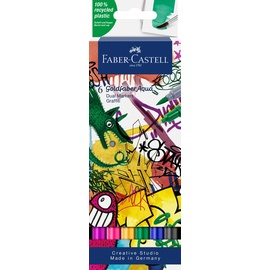 Faber-Castell Marker, Graffiti mit Pinselspitze und Fineliner Spitze, 6er Etui