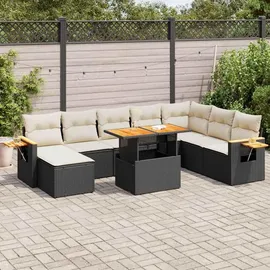 vidaXL Garten-Lounge-Set 9-tlg. schwarz