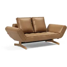 Innovation Living Schlafsofa Ghia Eiche Lederoptik Brown