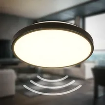 B.K.Licht - Deckenlampe Bewegungsmelder, IP54, warmweiß, Schwarz