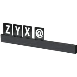 Securit® Buchstabenleiste Schwarz, 4x25cm, inkl. Montage-Set, 169 Karten, 0,2kg.
