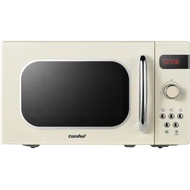 Midea Comfee CMSRO 20 di cr Mikrowelle im Retro-Stil / Retro-Mikrowellenherd mit 8 Auto-Menüs, 5 Kochleistungsstufen, Express-Kochtaste,Express-Kochtaste, 20L, 800W, Apricot Cream