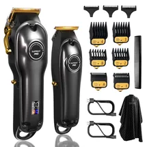 SUPRENT Haarschneidemaschine Professionelle und Trimmer- Haarschneider Set für Herren Zero Gap, Kabelloses Friseur Haarschneidemaschine Profi mit LED-Display (Schwarz)