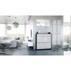 Vladon Loret Garderobe 180 x 200 x 23 cm Weiß Hochglanz
