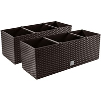 2X Blumenkasten Blumentopf Rattan-Optik Pflanztopf Balkonkasten Pflanzkästen, Umbra