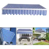SWANEW Gelenkarmmarkise 350x300cm einziehbare Markise Sonnenschutz Balkonmarkise Gelenkarmmarkise Gelenkarm Sonnenschutz Blau / Weiß