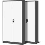 2er Set Werkzeugschrank 4 Einlegeböden Drehgriff Pulverbeschichtung Flügeltürschrank cm x cm x cm Anthrazit/Weiß