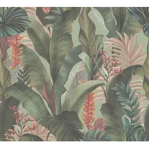 KUNSTLOFT Vliestapete Primal Paradise 0.53x10.05 m, Halb-matt, Matt, lichtbeständige Design Tapete bunt|grün