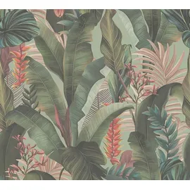 KUNSTLOFT Vliestapete Primal Paradise 0.53x10.05 m, Halb-matt, Matt, lichtbeständige Design Tapete bunt|grün