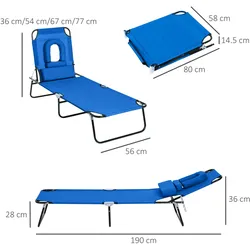Outsunny - Sonnenliege - 190Lx56Wx28Hcm - Blau