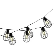 MARELIDA LED Solar Gitter Lichterkette INDUSTRIAL 8 warmweiße Gitterlampen schwarz