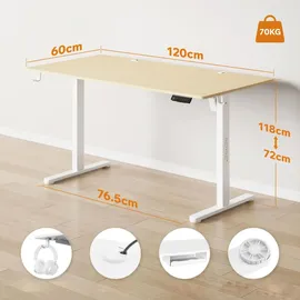 SENSE7 elektrisch 120x60 White Pine