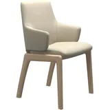 Polsterstuhl STRESSLESS "Laurel", beige (cream batick, walnuss), B:58cm H:92cm T:59cm, Leder BATICK: BATICK ist ein leicht korrigiertes, durchgefärbtes und genarbtes Möbelleder, bei dem die meisten Unebenheiten und Spuren in der Regel entfernt wurden., Stühle, Polsterstuhl, Low Back mit Armlehne, Größe L, mit abgerundeten Beinen in Walnuss