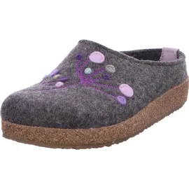 HAFLINGER Damen Hausschuh Stickerei Pantoffel Filz Grizzly Amaya 751009, Größe:39 EU, Farbe:Mehrfarbig - Grau - 39