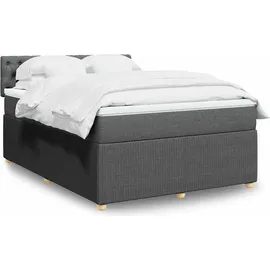 vidaXL Boxspringbett 140 x 200 cm Dunkelgrau