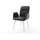 DELIFE Esszimmerstuhl Vinja-Flex Echt-Leder Schwarz 4-Fuß konisch Edelstahl, Esszimmerstühle