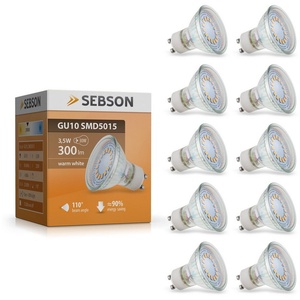 SEBSON LED Lampe GU10 warmweiß 3,5W 300 Lumen, GU10 LED Strahler 230V, LED Leuchtmittel 110°, 10er Pack LED-Leuchtmittel