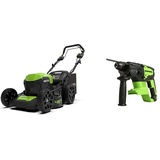 Greenworks Akku-Rasenmäher GD24X2LM46SPK4X inklusive 2X 4 Ah Akku und Ladegerät + Akku-Schlagbohrer GD24SDS2