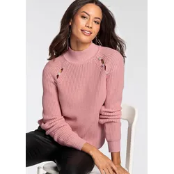 Stehkragenpullover, mit Cut-Outs - NEUE KOLLEKTION, Gr. 34, rosa-melange, , 78724318-34