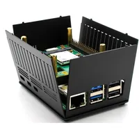 KKSB HAT Case Raspberry Pi 5, Aluminiumgehäuse, GPIO-Zugang, Wandmontage, Belüftung, schwarz