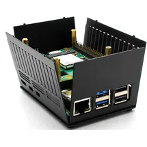 KKSB HAT Case Raspberry Pi 5, Aluminiumgehäuse, GPIO-Zugang, Wandmontage, Belüftung, schwarz