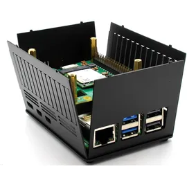 KKSB HAT Case Raspberry Pi 5, Aluminiumgehäuse, GPIO-Zugang, Wandmontage, Belüftung, schwarz