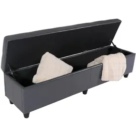 berlinlodge Aufbewahrungs-Truhe Lars XXL HxBxT 45x180x45cm Stoff/Textil Dunkelgrau Sitzbank Bank