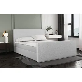 Kaiser Boxspringbett mit bettkasten und Matratze + Topper LILA stof Puente Silber 180x200 cm