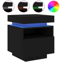 vidaXL Nachttisch mit LED-Leuchten Schwarz 40x39x48,5 cm