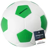 HMF 4790-01 Spardose Fußball Lederoptik 15 cm Durchmesser, Grün Weiß