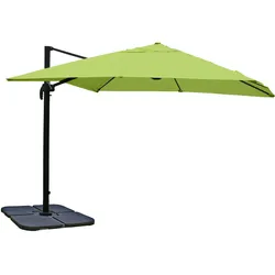 Mendler Gastronomie-Ampelschirm HWC-A96, Sonnenschirm, 3x3m (Ø4,24m) Polyester/Alu 23kg ~ grün mit Ständer