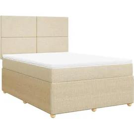 vidaXL Boxspringbett mit Matratze Creme 140x200 cm Stoff