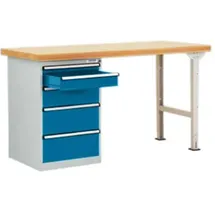 Manuflex Werkbanksystem Stahl 2.000 x 700 x 840 mm Brillantblau/Lichtgrau