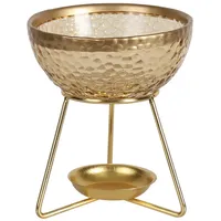 Woodbridge Teelicht Duftlampe | Bowl Amber - 11 cm | Aromalampe aus Glas & Metall | Duftlampe für Duftwachs & ätherische Öle | stilvolles Wohnaccessoire in Gold