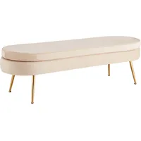 SalesFever Sitzpouf, oval lang - Samt Beige - 397244