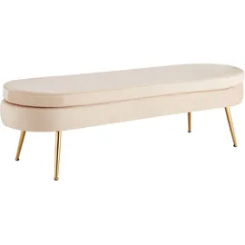 SalesFever Sitzpouf, oval lang - Samt Beige - 397244