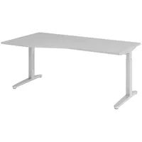Bümö Schreibtisch Grau, Silber, Nachbildung, Rechteckig, 180x74x100 cm FSC