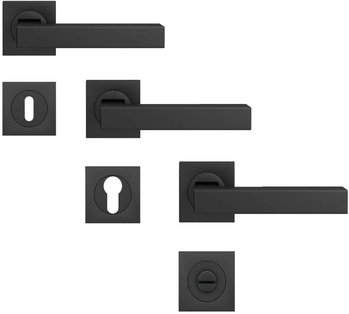 Karcher Drückergarnitur Seattle ER46Q, Standardbeschlag, für Türstärke 39-48 mm, Schwarz, eckig