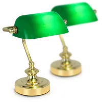 Bmf-versand Schreibtischlampe Retro Bankerlampe Grün Nachttischlampe 2er Set LED