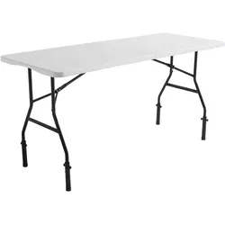 Oviala Business Rekkem Buffettisch faltbar für Empfang HDPE 180 x 75 x 90cm Weiß mit Tischdecke und Bezug Weiß
