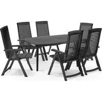 SHAF Milano 7-tlg. Outdoor-Essgruppen-Set | Atlantic Esstisch | Klappstuhl anthrazit | Wetterfest | Klappsessel